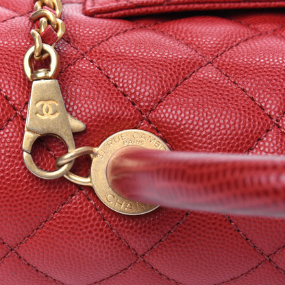 Chanel Caviar Lizard Embossed Quilted Mini Coco Handle Flap Red 17 of 19