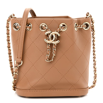 Chanel Calfskin Stitched Chain Bucket Bag Camel 1 of 10