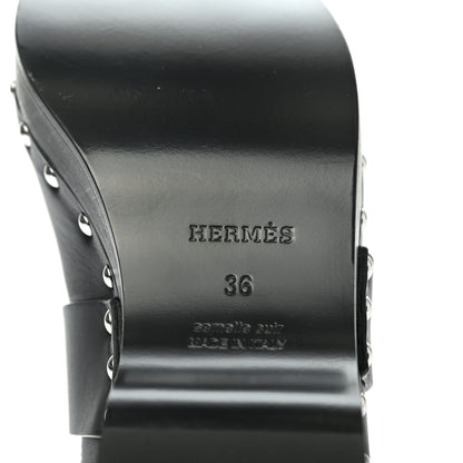 Hermes Calfskin Calya Mules 36 Black 5 of 7