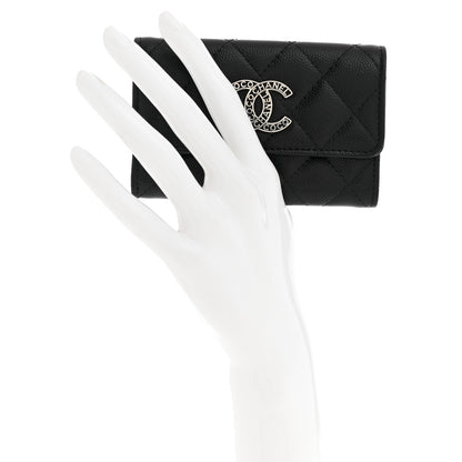 Chanel Caviar Quilted Coco Chanel Logo Flap Card Holder Black 2 of 7