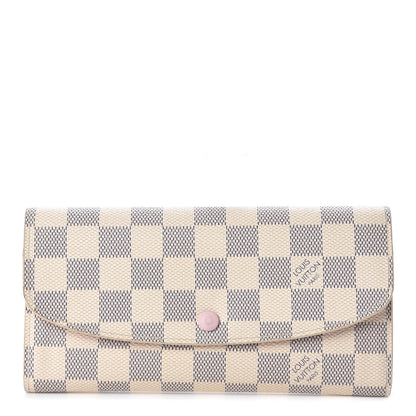 Louis Vuitton Damier Azur Emilie Wallet Rose Ballerine 1 of 9