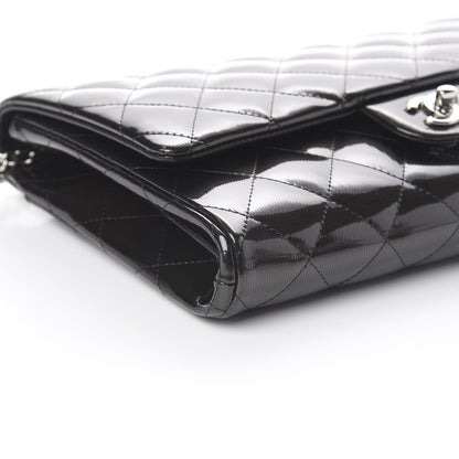 Chanel Striated Patent Quilted Clutch With Chain Flap Black 5 of 8