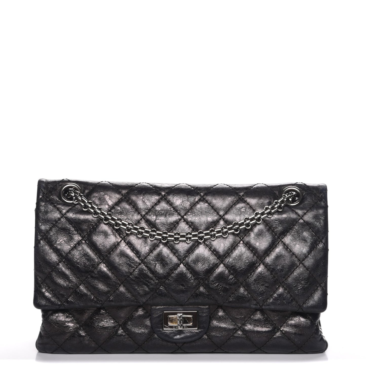 Metallic Aged Calfskin 2.55 Reissue 226 Flap Black