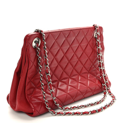 Chanel Caviar Quilted Timeless CC Shopping Tote Red 3 of 9