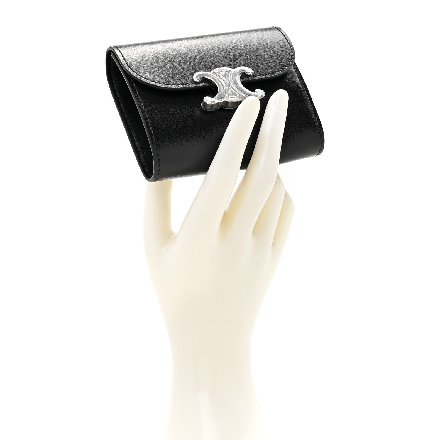 Celine Shiny Calfskin Small Triomphe Wallet Black 2 of 9
