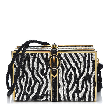 Judith Leiber Swarovski Crystal Zebra Miniaudiere Clutch Black Silver 1 of 17