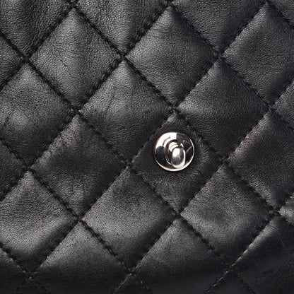 Chanel Lambskin Quilted CC Accordion Shopping Bag Black 10 of 14