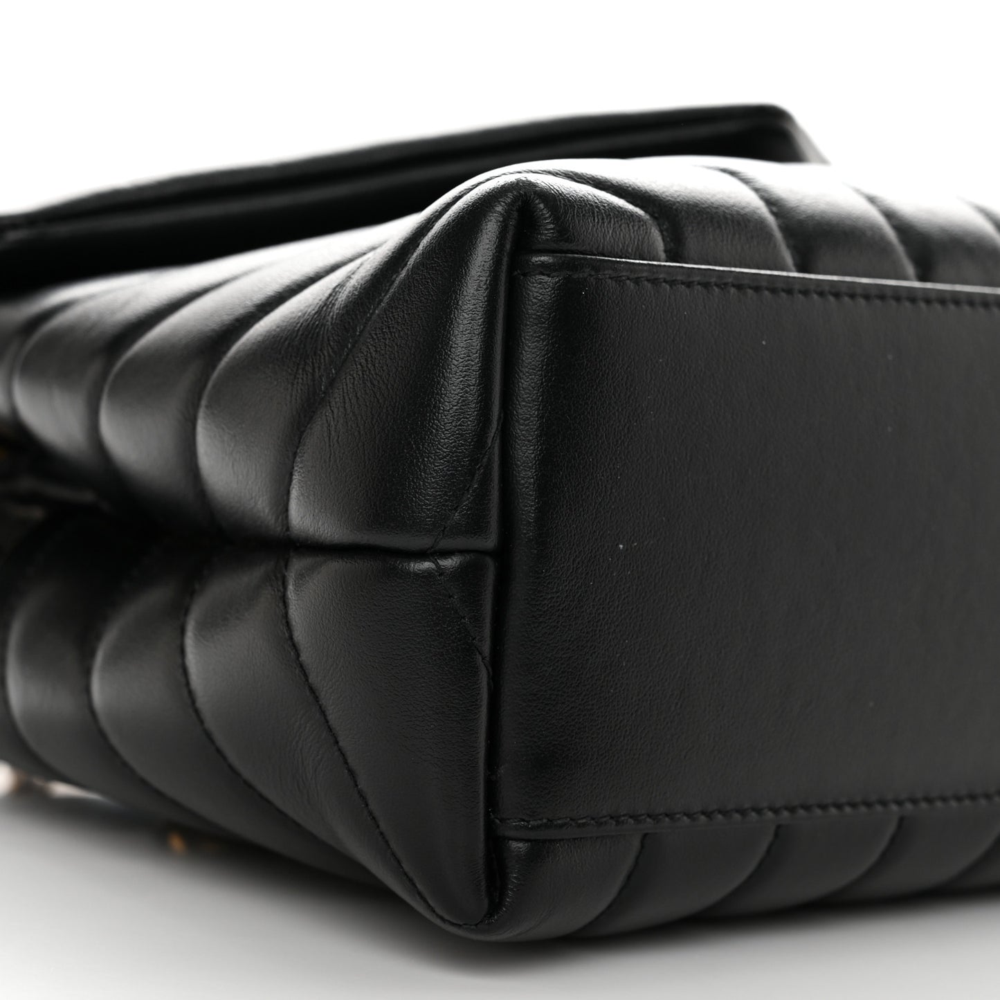 Calfskin Y Quilted Monogram Small Loulou Chain Satchel Black