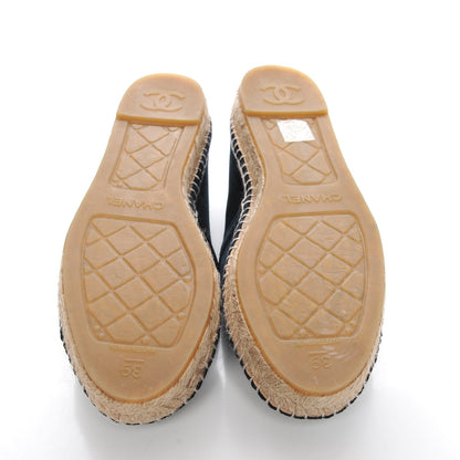 Chanel Velvet CC Espadrilles 39 Dark Navy Black 5 of 11