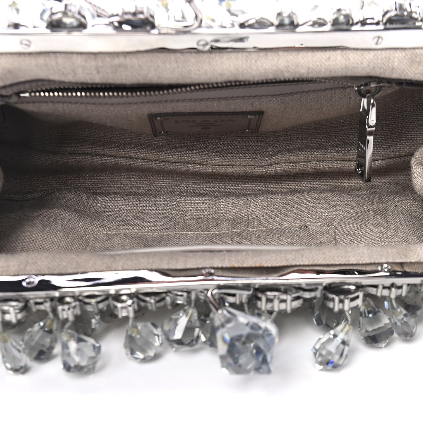 Canvas Mistolino Crystal Cluster Frame Clutch Naturale