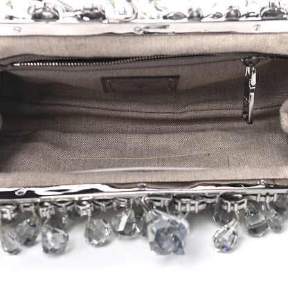 Prada Canvas Mistolino Crystal Cluster Frame Clutch Naturale 5 of 9