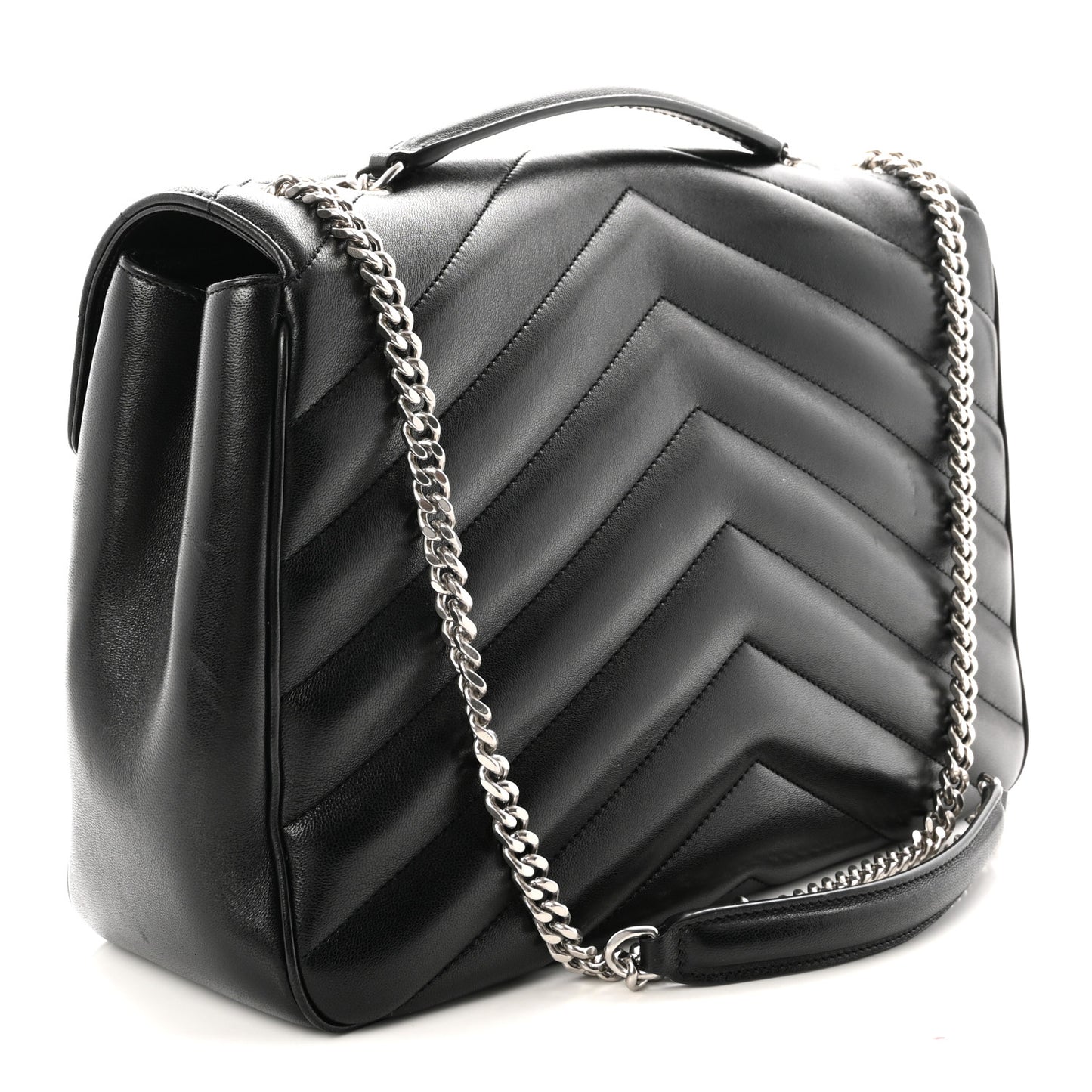 Lambskin Chevron Quilted Large LouLou Black