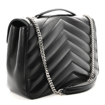 Saint Laurent Lambskin Chevron Quilted Large LouLou Black 3 of 9