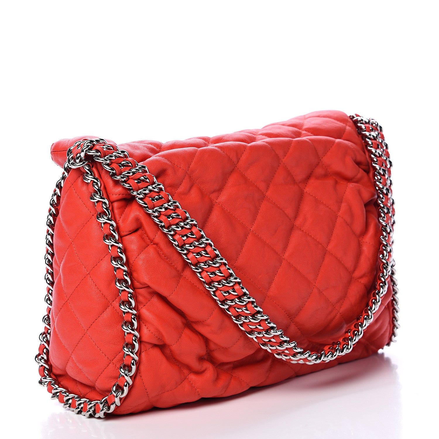 Chanel Washed Lambskin Chain Around Hobo Red 2 of 11