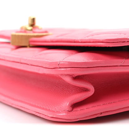 Chanel Lambskin Plexiglass Quilted Coco Love Wallet On Chain WOC Pink 11 of 12