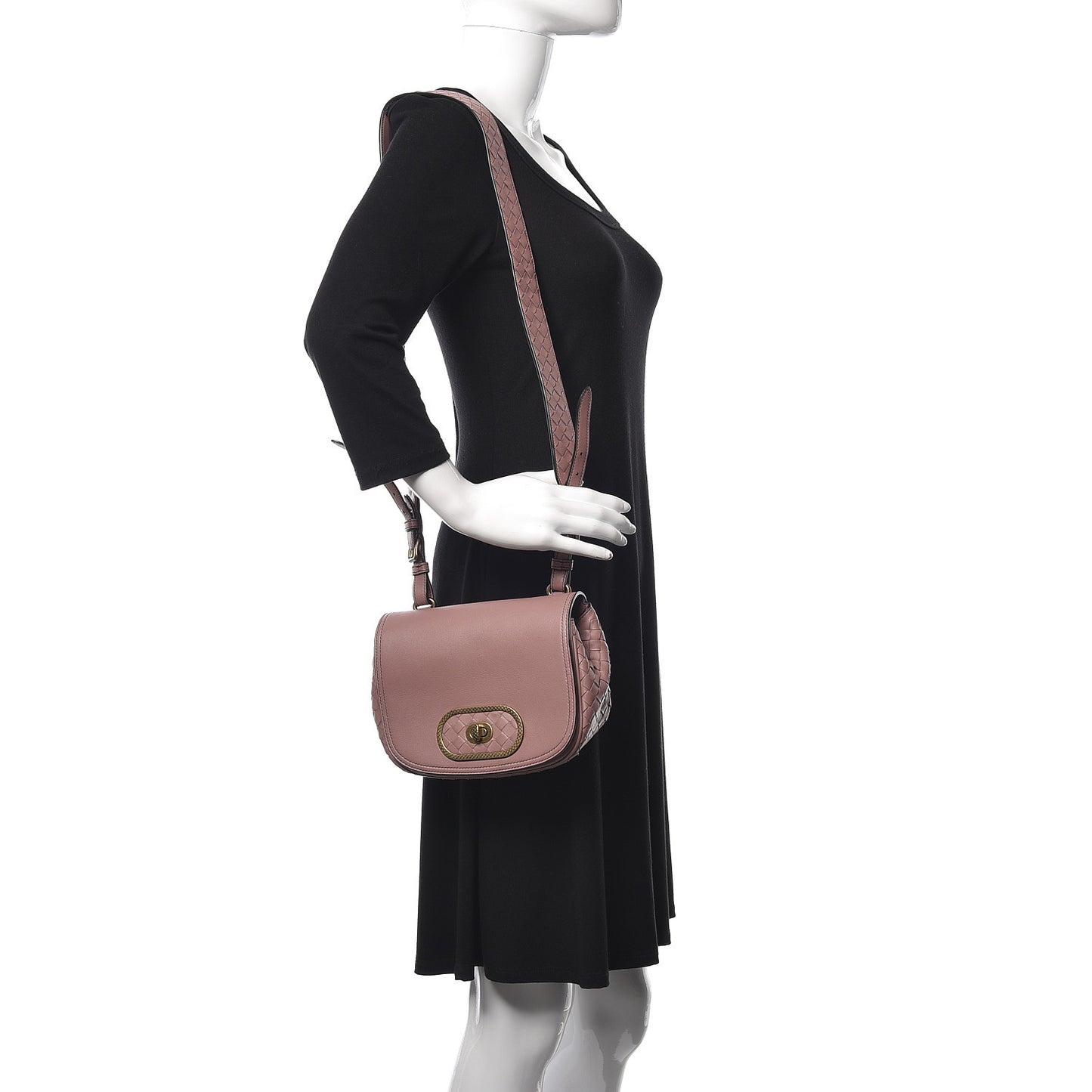 Nappa Intrecciato BV Luna Shoulder Bag Deco Rose
