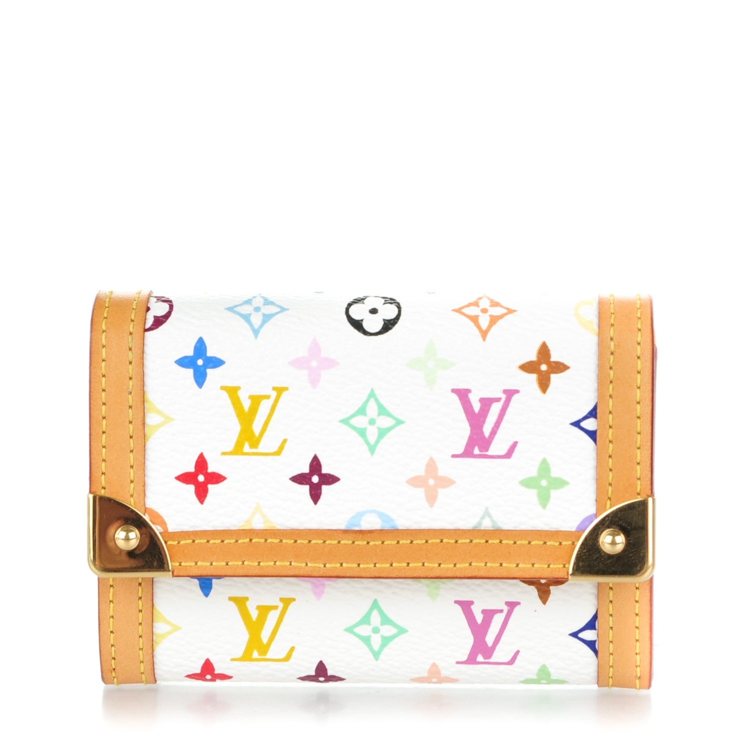 Louis Vuitton Monogram Multicolor Porte-Monnaie Plat Coin Purse White 1 of 7