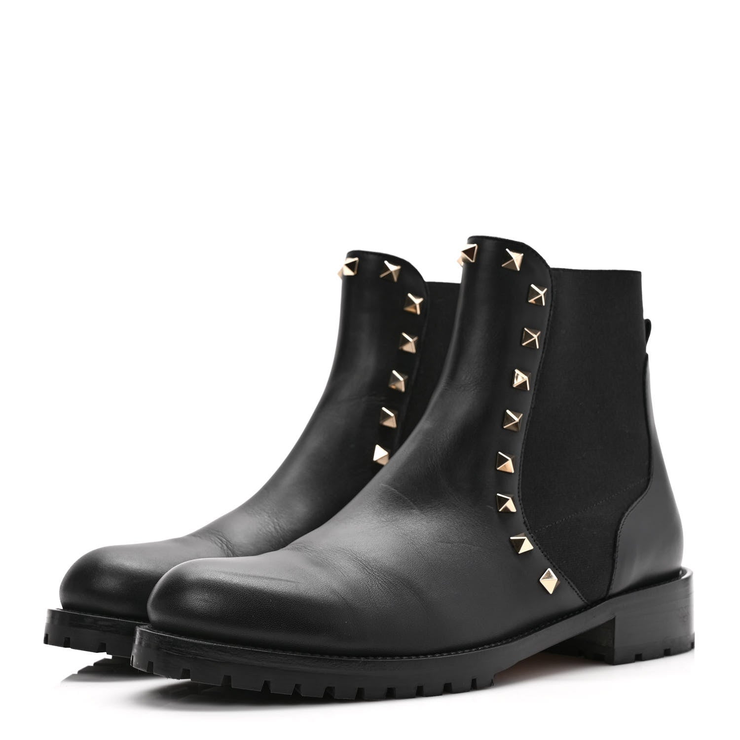 Valentino Garavani Calfskin Rockstud Beatle Chelsea 20mm Ankle Boots 38 Black 3 of 8