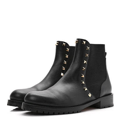 Valentino Garavani Calfskin Rockstud Beatle Chelsea 20mm Ankle Boots 38 Black 3 of 8