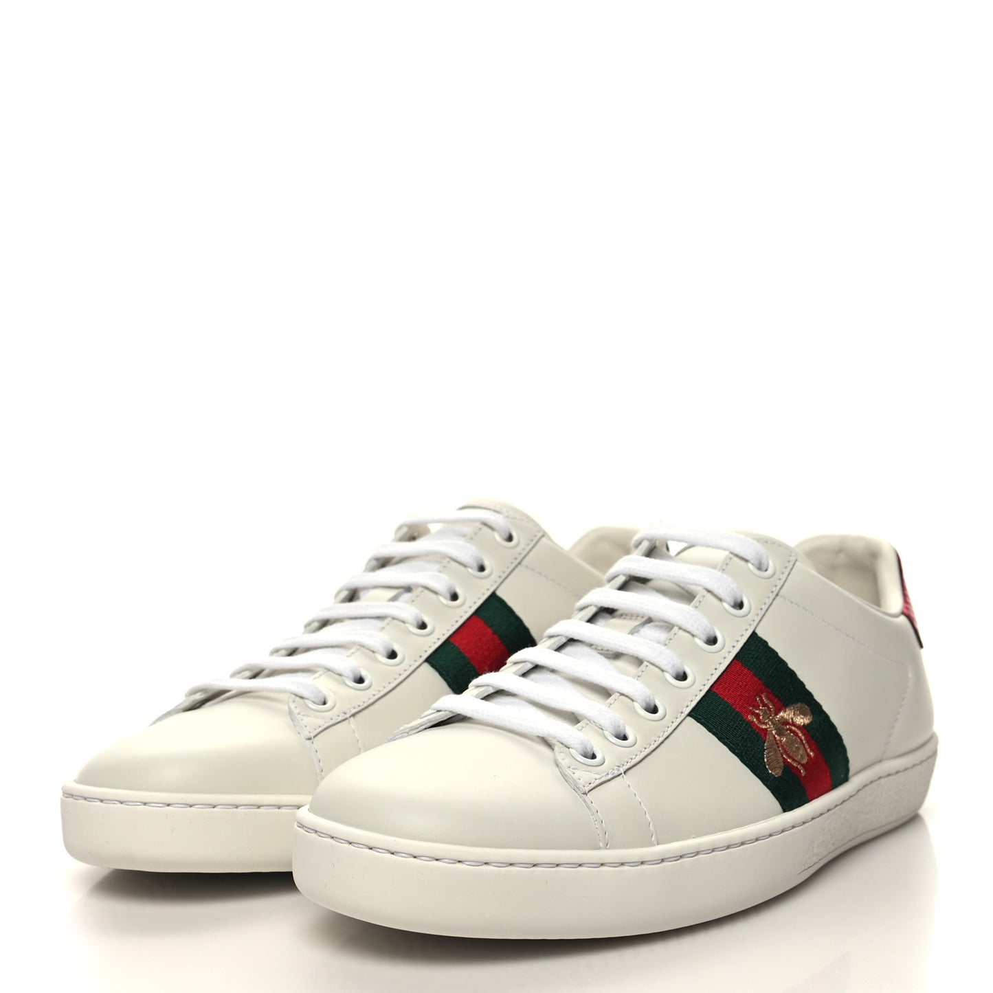 Calfskin Ayers Bee Embroidered Womens Ace Sneakers 38 White Green