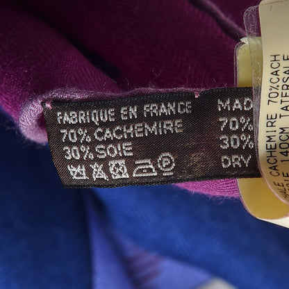 Hermes Cashmere Silk Tatersale Shawl 140 Prune Mauve Orange 7 of 7