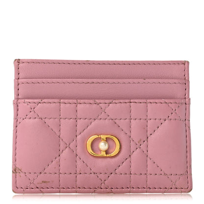 Christian Dior Lambskin Pearl Cannage Dior Jolie Freesia Card Holder Pink 1 of 10