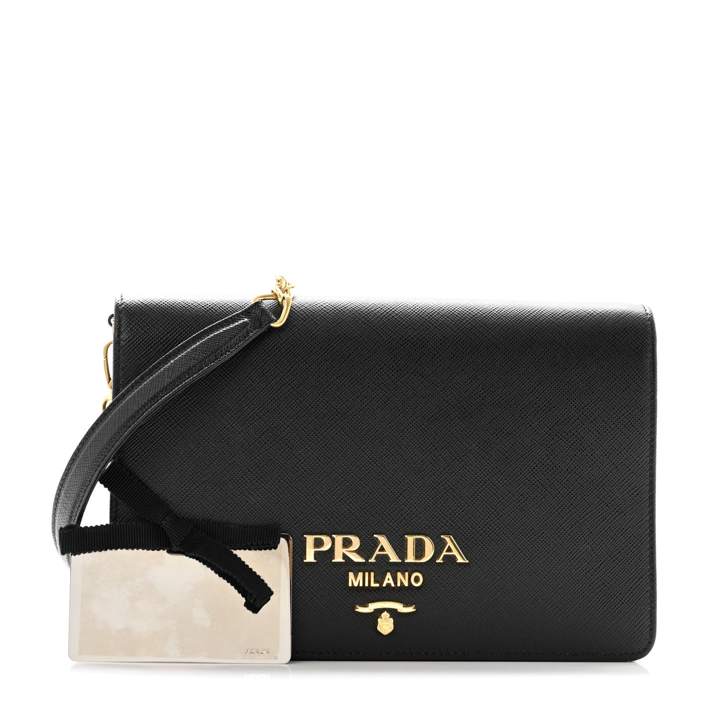 Saffiano Lux Mini Crossbody Bag Black
