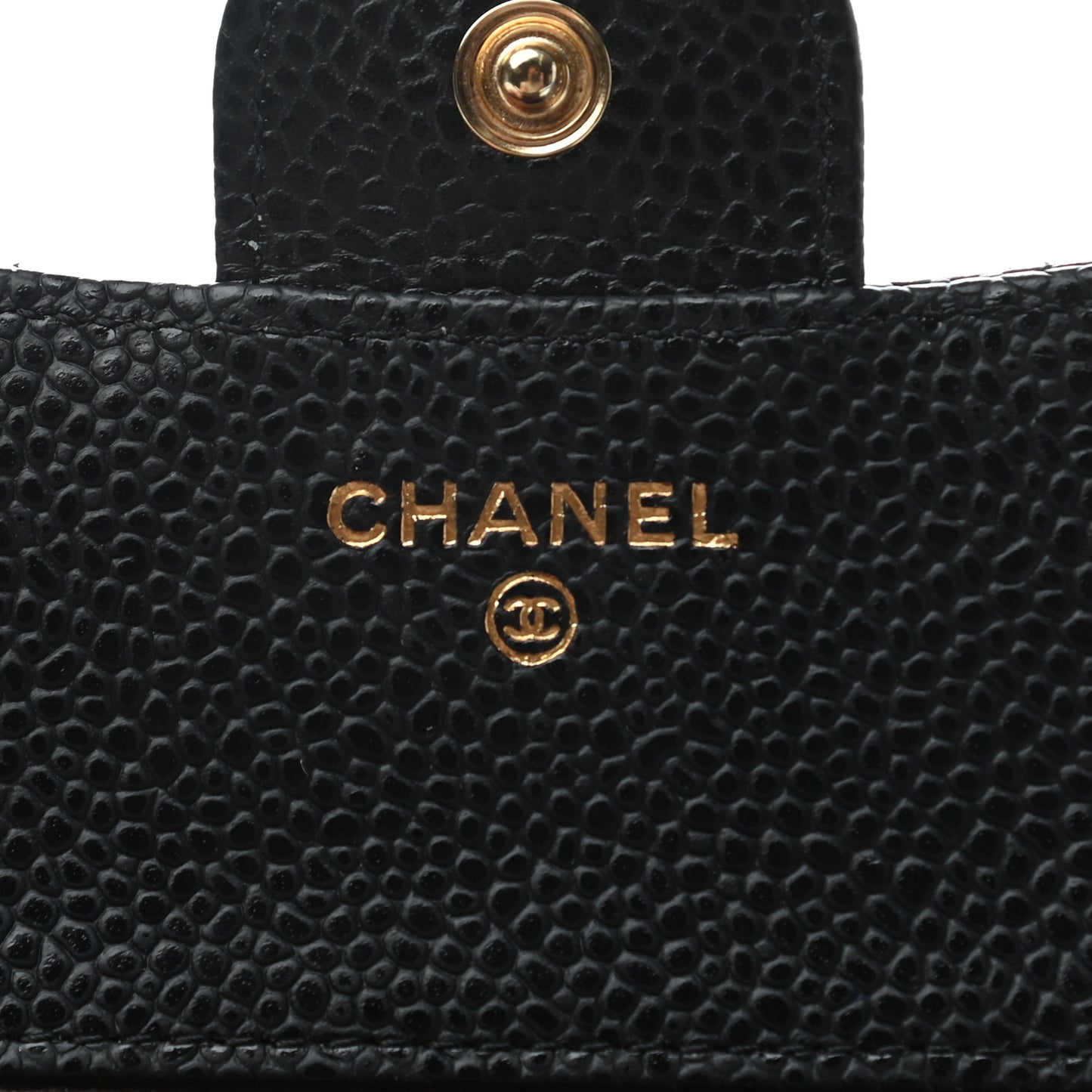 Caviar Quilted Compact Flap Wallet Black