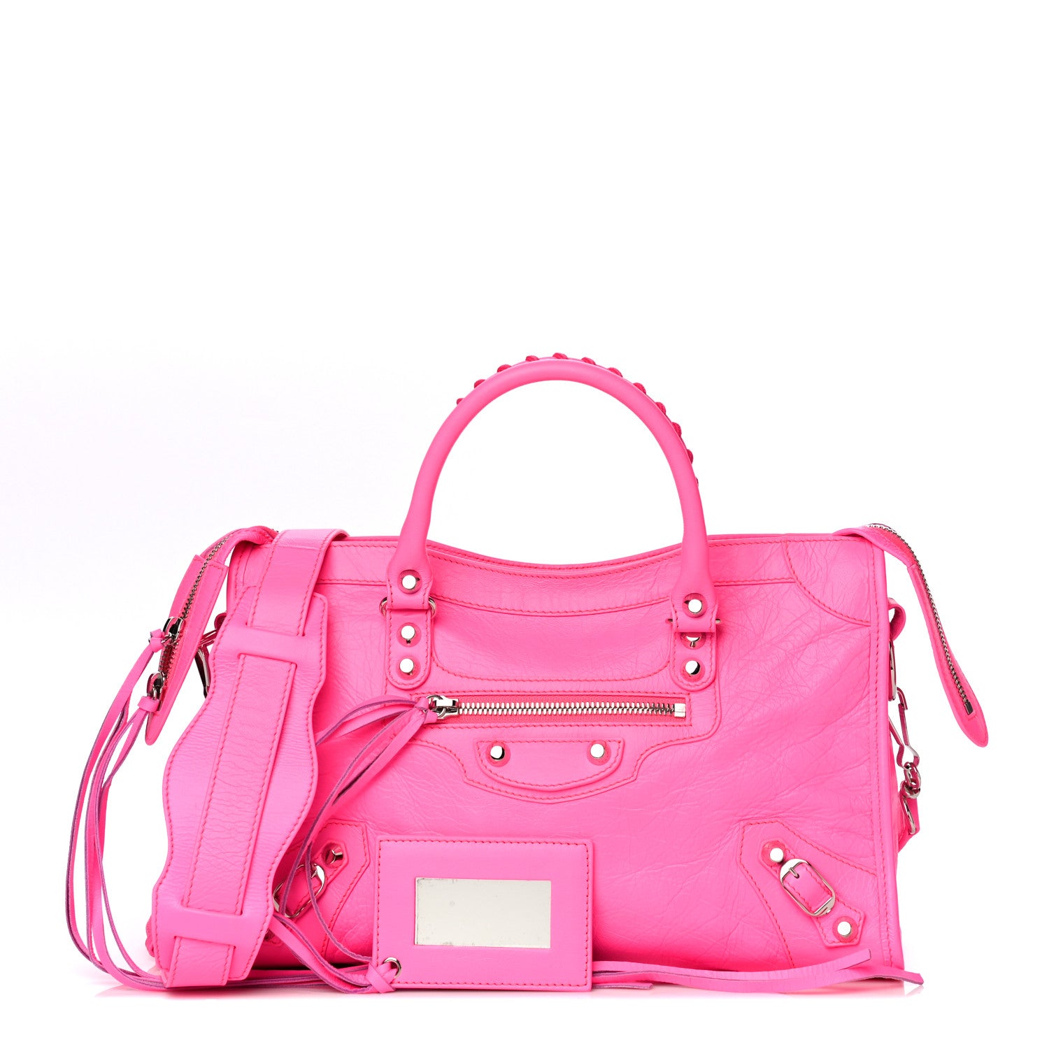 Balenciaga Agneau Classic Silver Hardware S City Rose Fluo 1 of 11