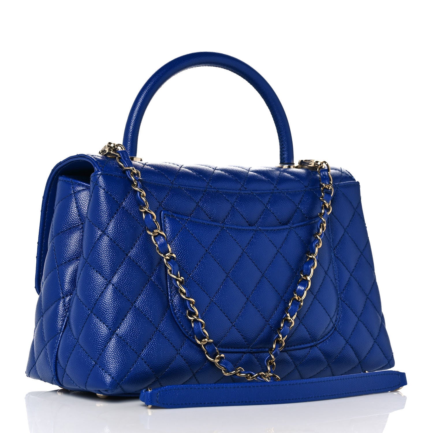 Chanel Caviar Quilted Small Coco Handle Flap Dark Blue 3 of 9