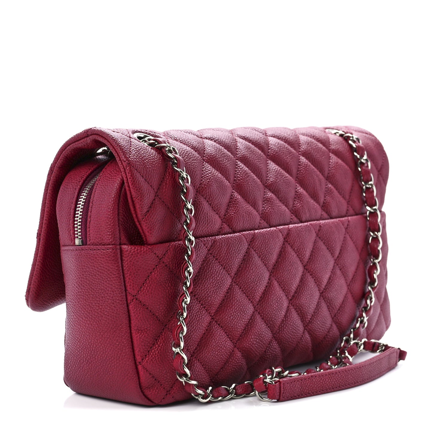 Caviar Quilted Jumbo Easy Flap Dark Pink