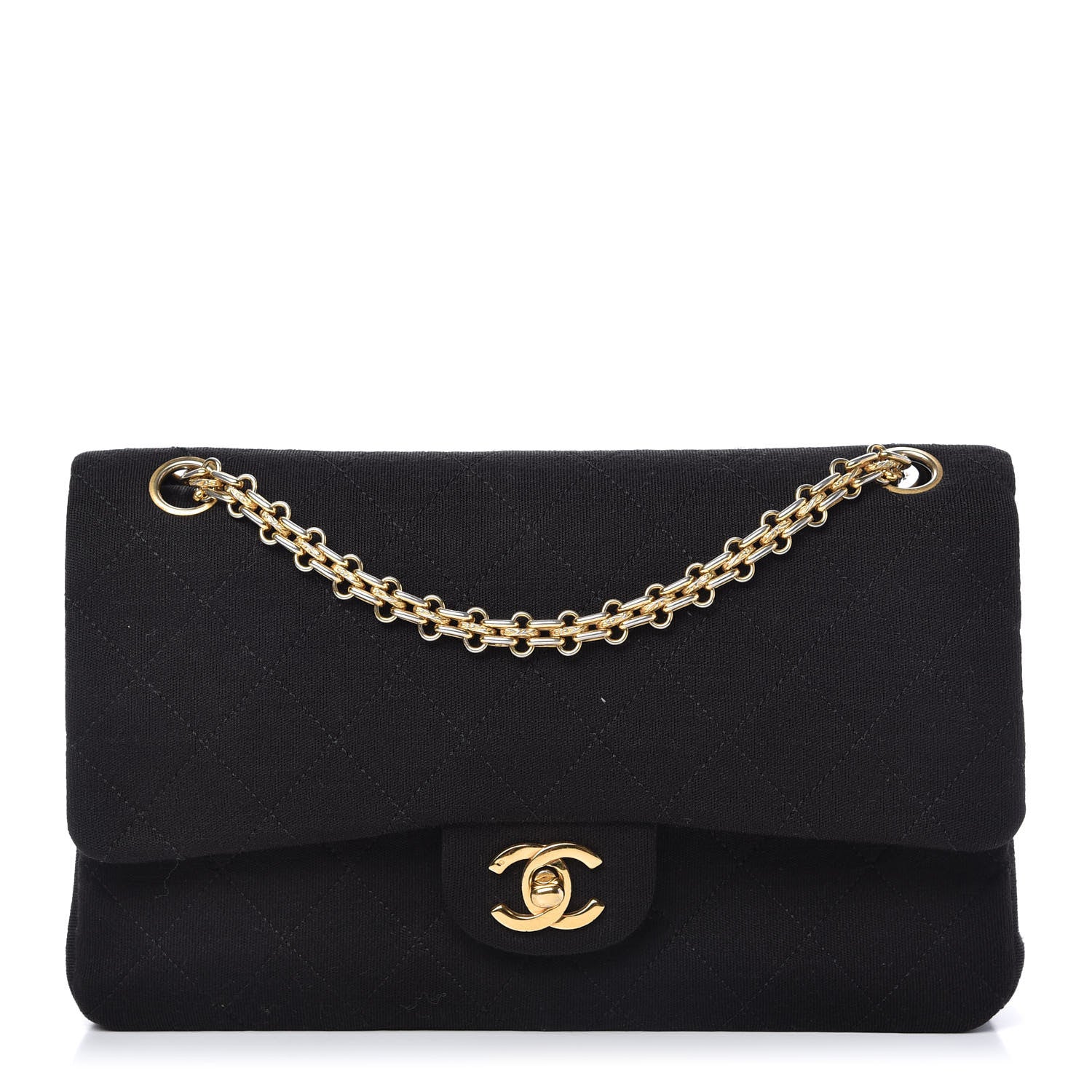 Chanel Jersey Quilted Medium Double Flap Black 1 of 10