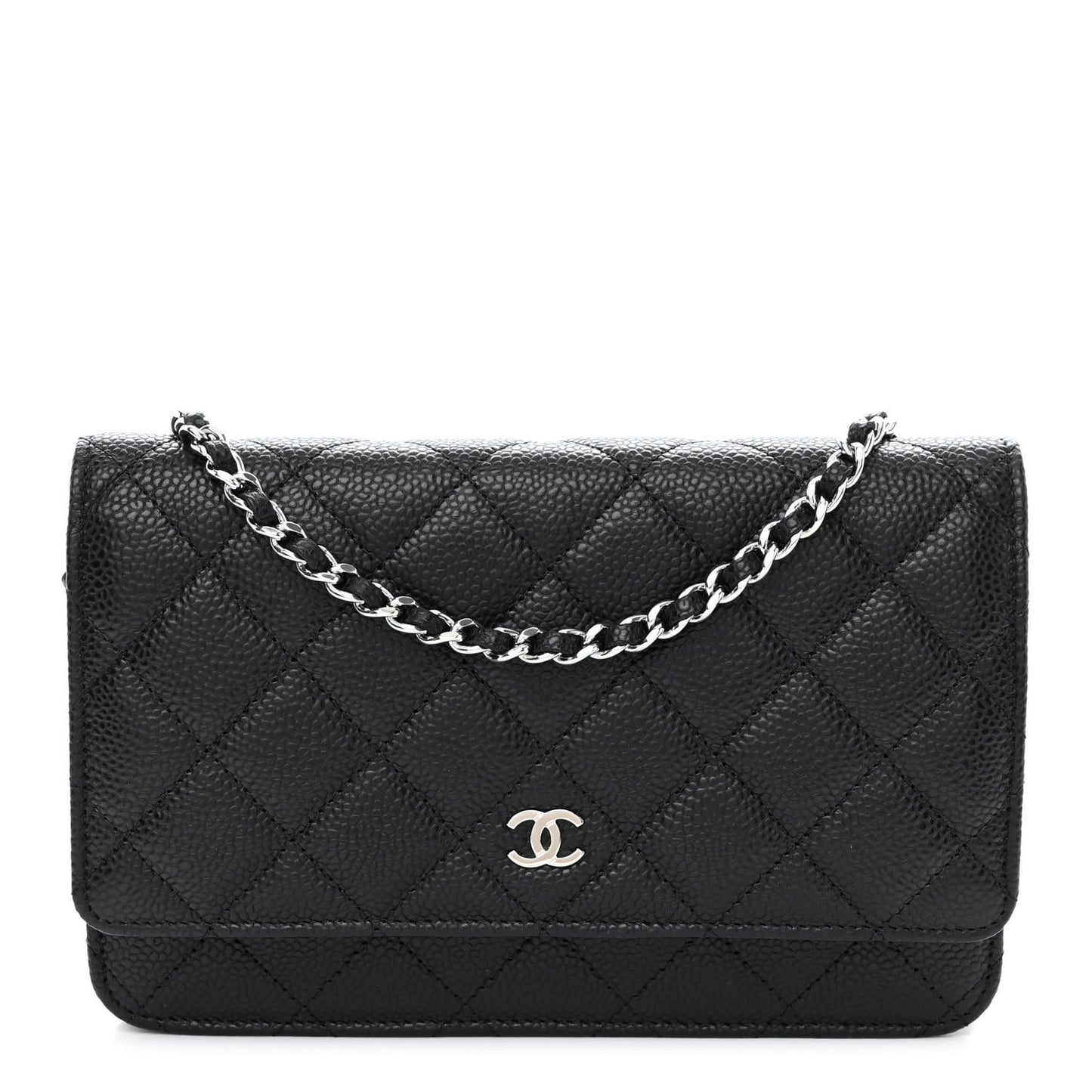 Caviar Quilted Wallet on Chain WOC Black