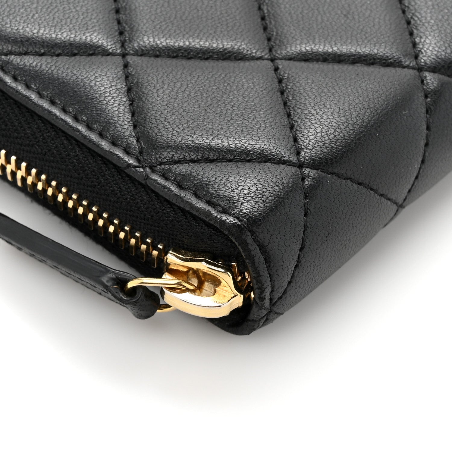 Chanel Lambskin Quilted Large Gusset Zip Around Wallet Black 11 of 12