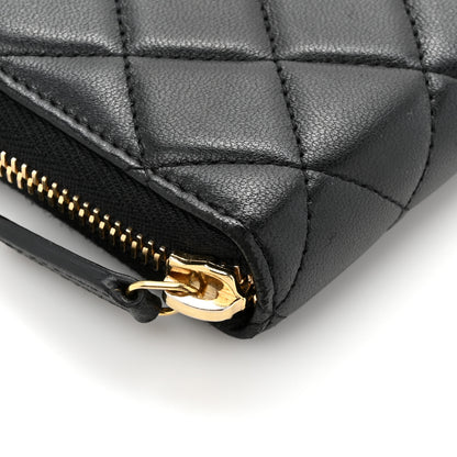Chanel Lambskin Quilted Large Gusset Zip Around Wallet Black 11 of 12