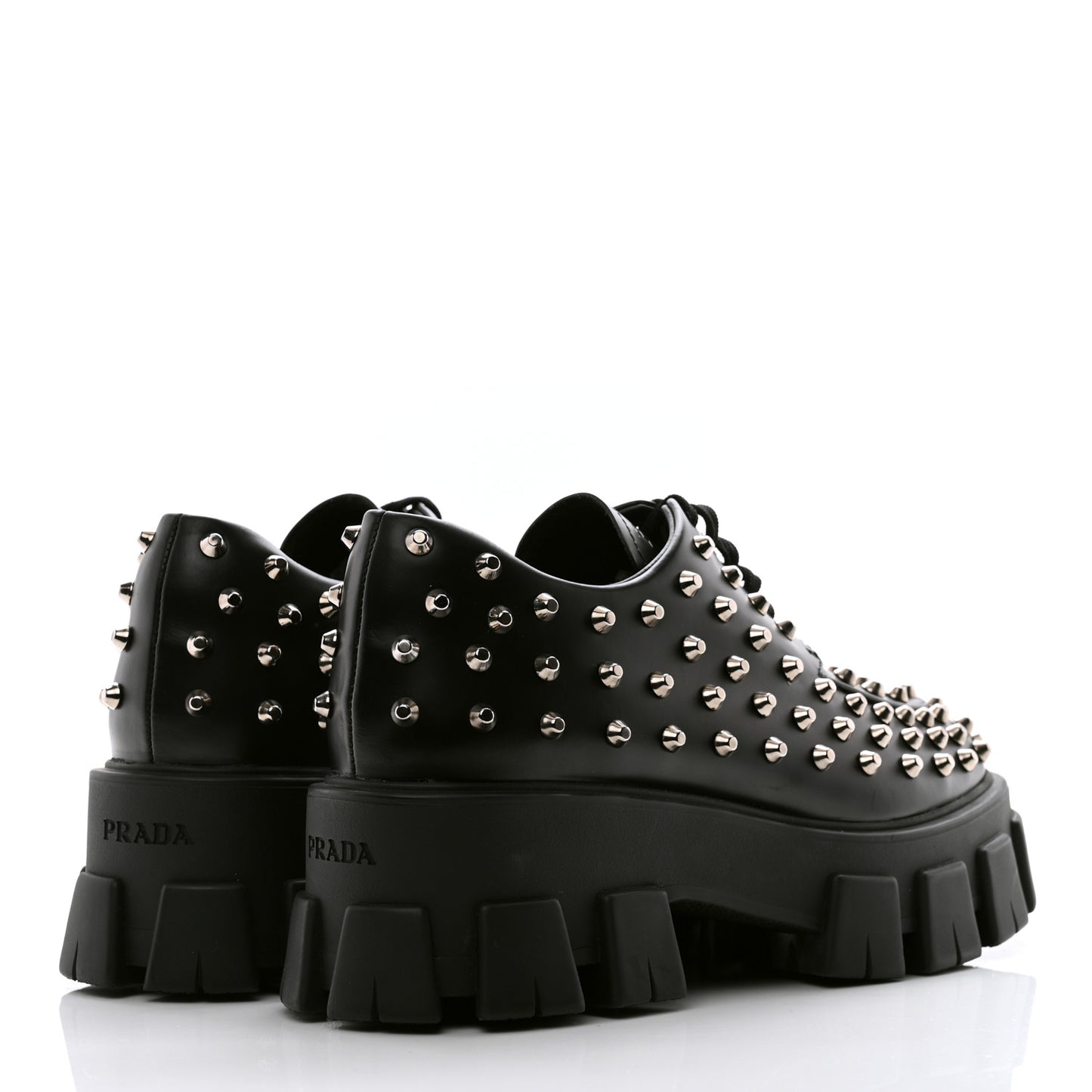 Spazzolato Rois Studded Lace Up Monolith 55mm Derby Loafers 39 Black