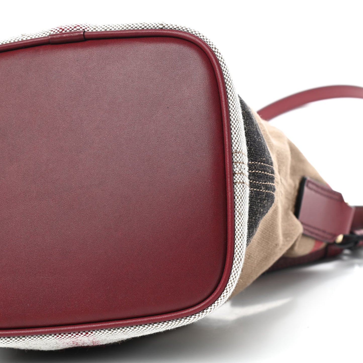 Canvas Mega Check Mini Ashby Tassel Crossbody Burgundy Red