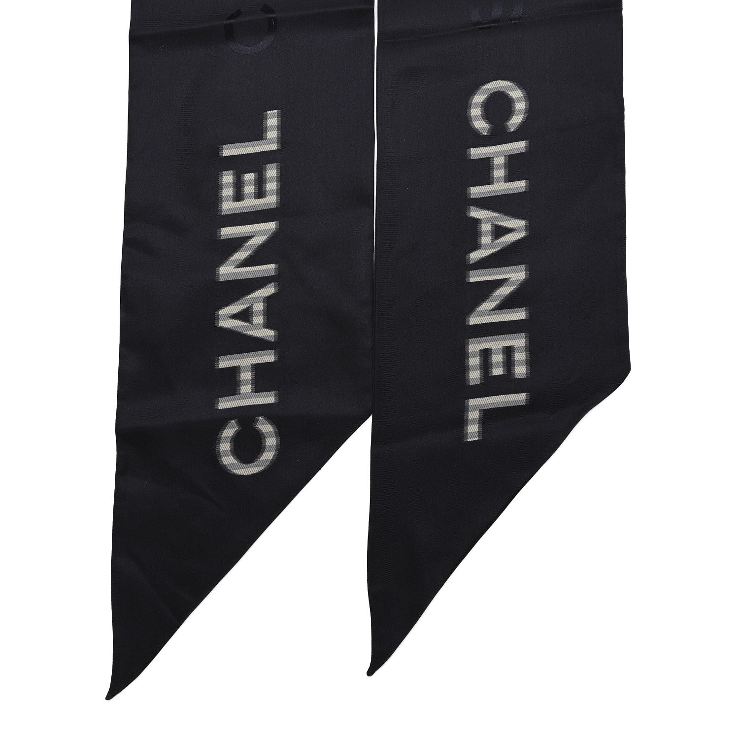 Chanel Silk Polyester CC Bandeau Scarf Navy Blue 2 of 5