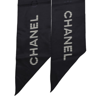 Chanel Silk Polyester CC Bandeau Scarf Navy Blue 2 of 5