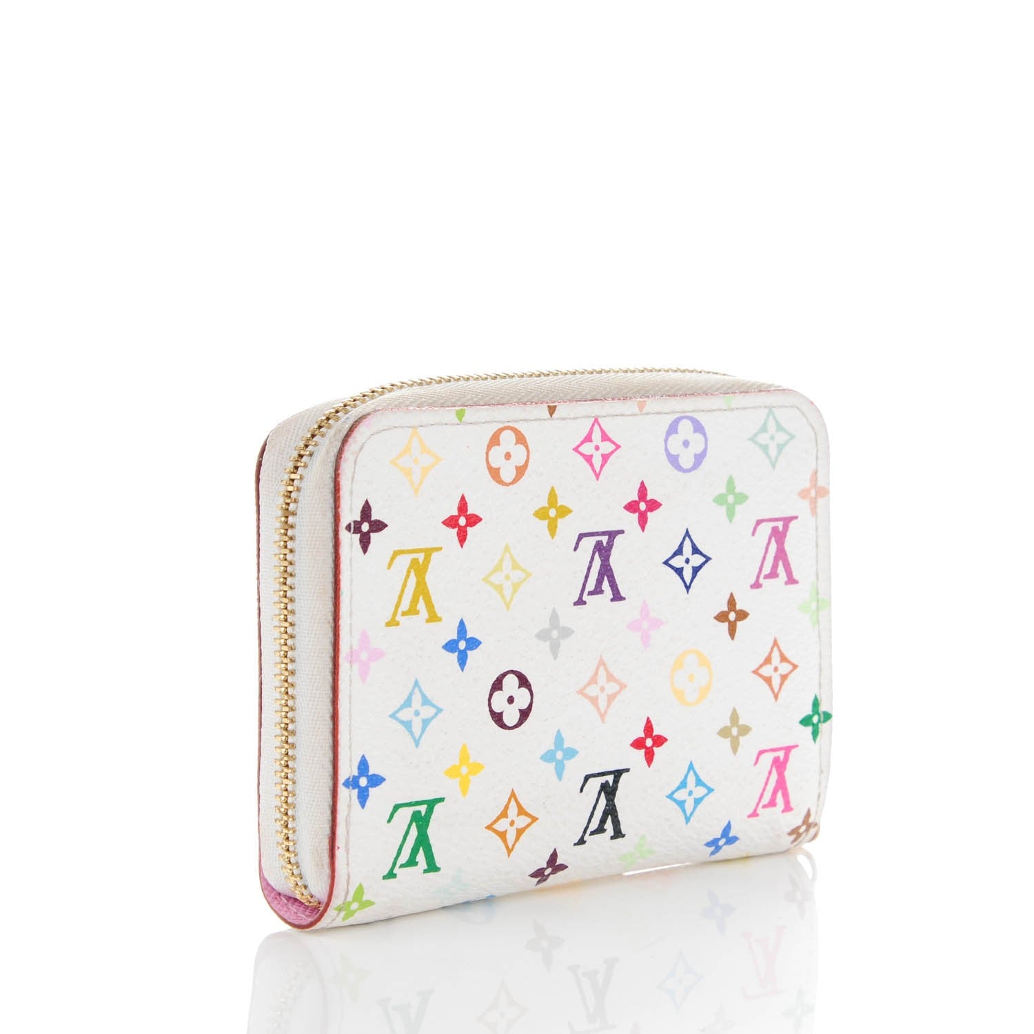 Louis Vuitton Monogram Multicolor Zippy Coin Purse Wallet White Litchi 3 of 7