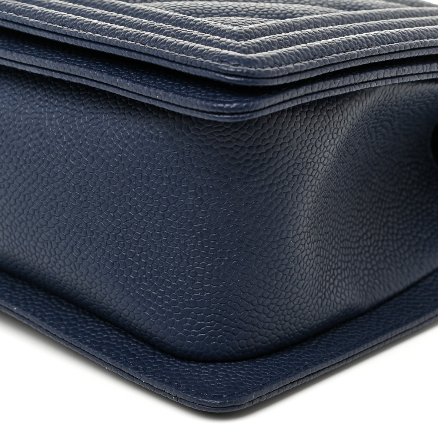 Caviar Chevron Quilted Medium Boy Flap Navy