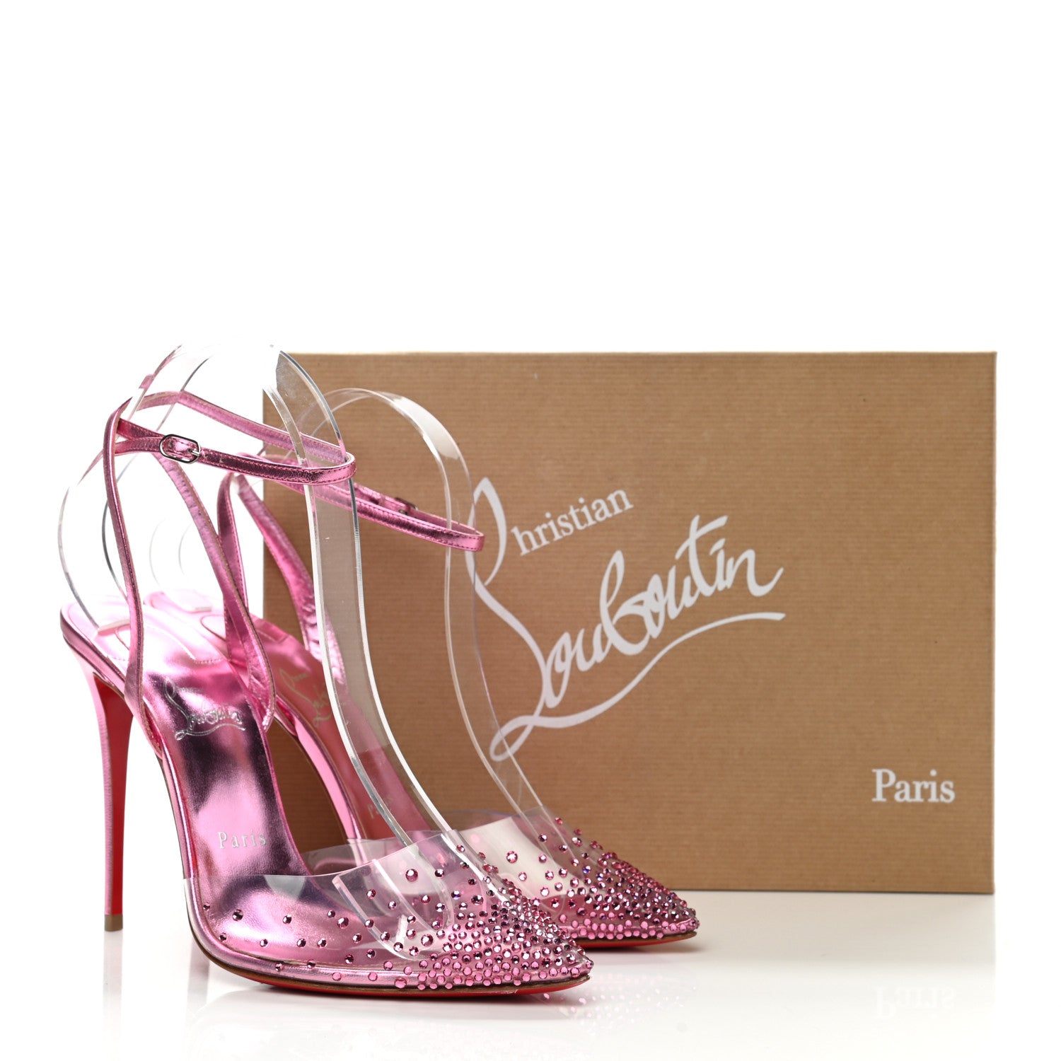 Christian Louboutin Metallic PVC Psychic Spikaqueen 100 Pumps 39.5 Pink 8 of 8