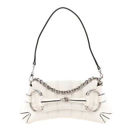 Gucci Nappa Vertical Matelasse Small Maxi Horsebit Chain Shoulder Bag Great White 1 of 10