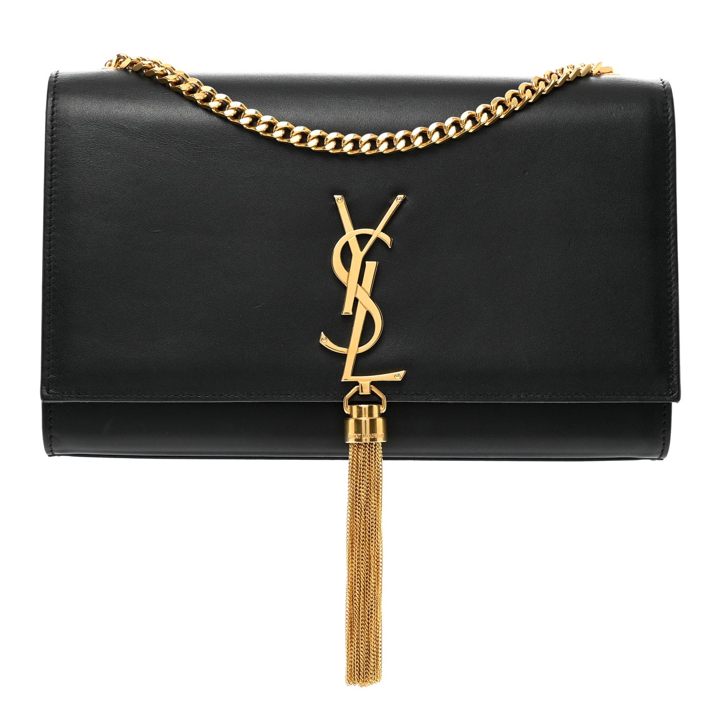 Smooth Calfskin Medium Classic Monogram Kate Tassel Satchel Black