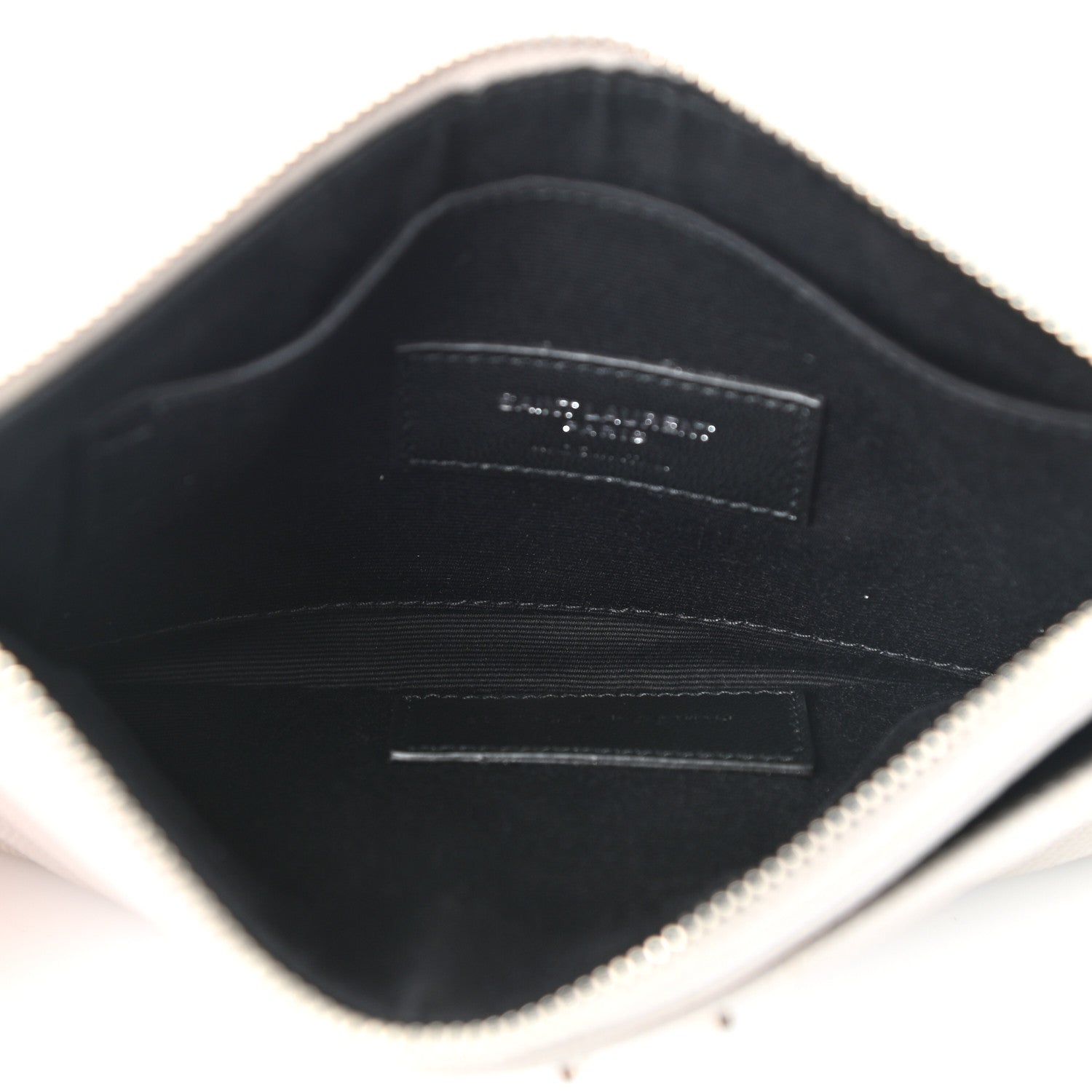 Saint Laurent Grain De Poudre Chevron Monogram Bill Pouch Granite 5 of 9