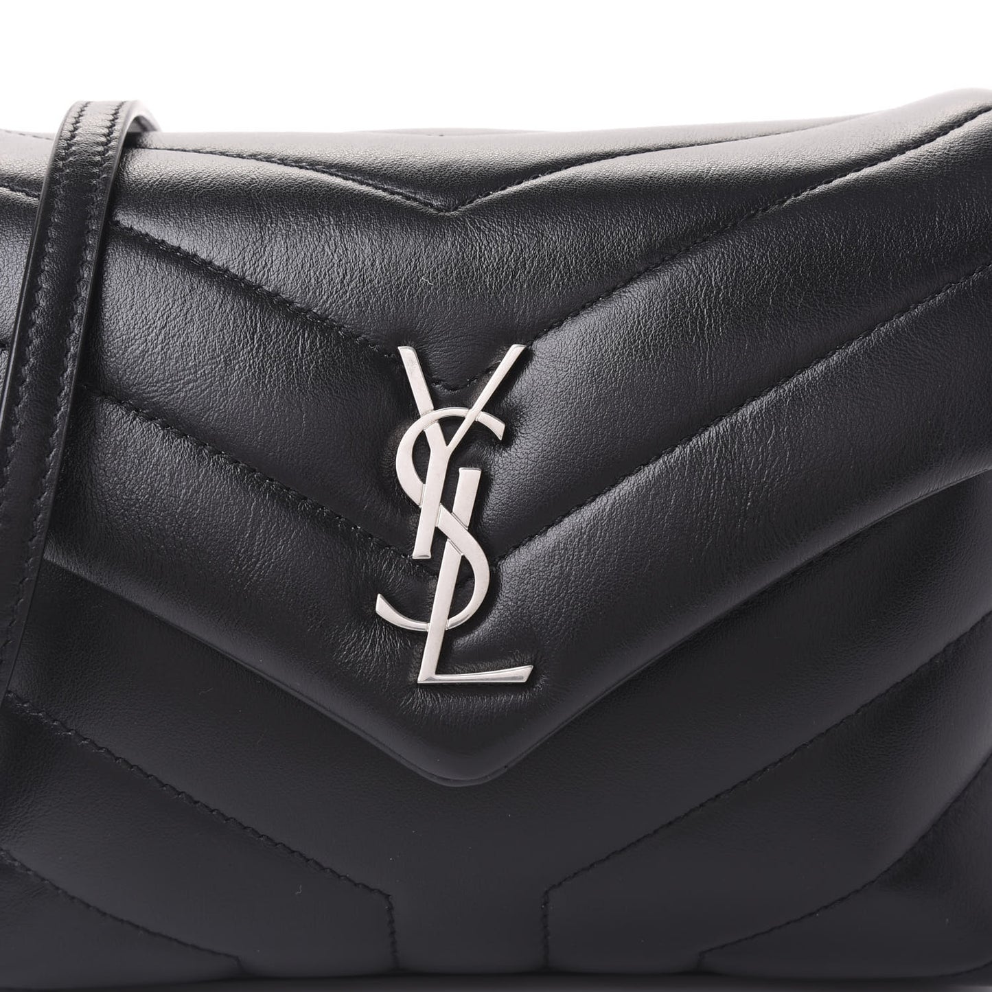 Calfskin Y Quilted Monogram Toy Loulou Crossbody Bag Black