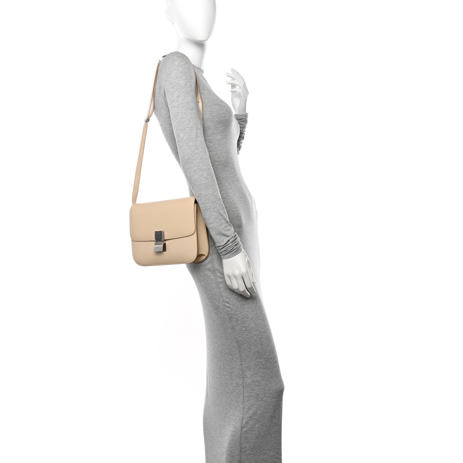 Celine Liege Calfskin Medium Classic Box Flap Bag Powder 2 of 12