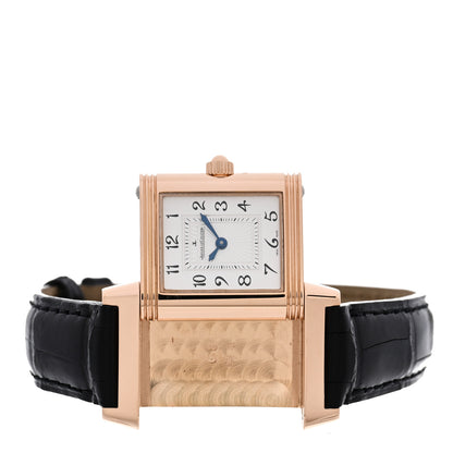 Jaeger-LeCoultre 18K Rose Gold Alligator Diamond 33mm Reverso Classic Duetto Manual Winding Watch Black Q2662420 4 of 7