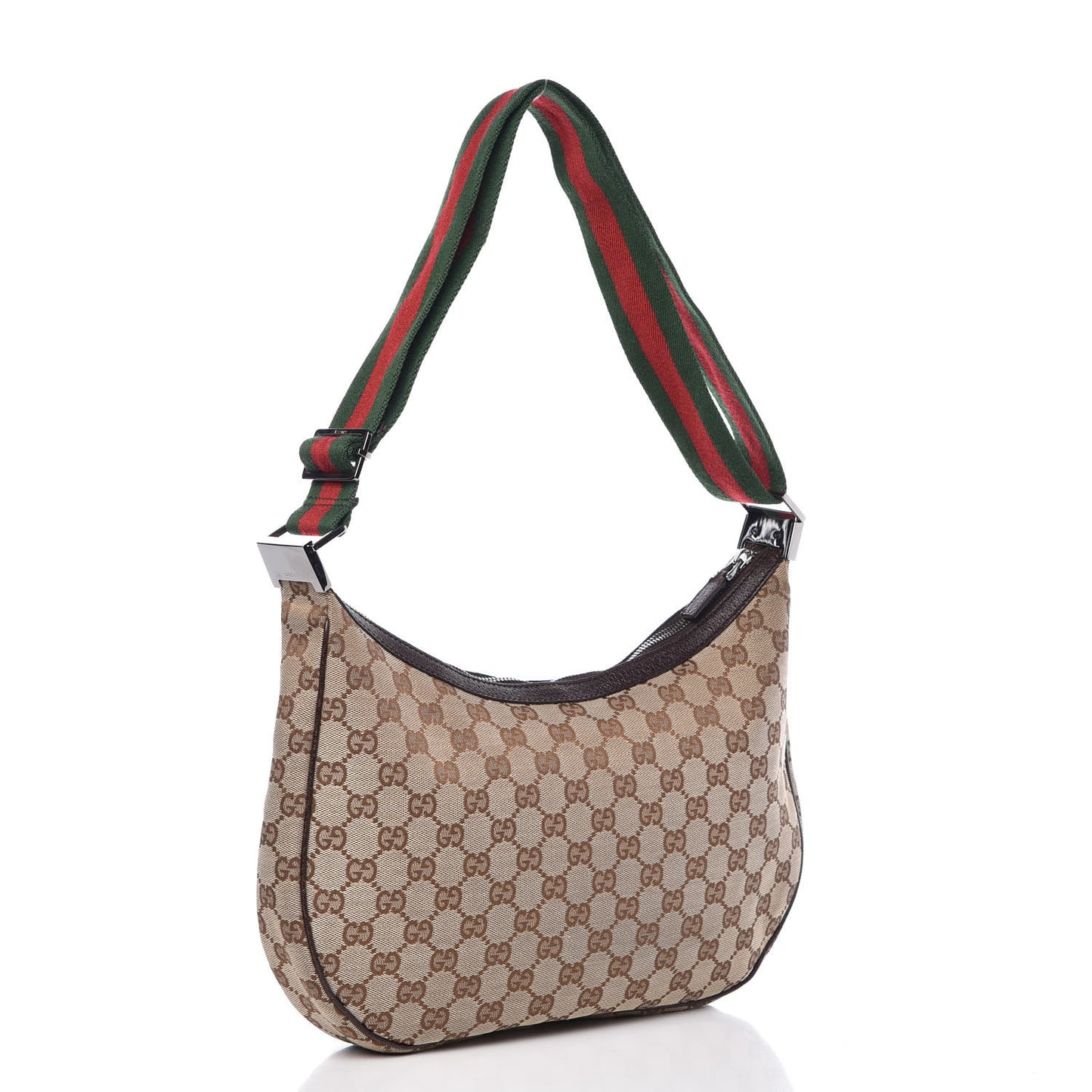 Monogram Web Medium Half Moon Hobo Dark Brown