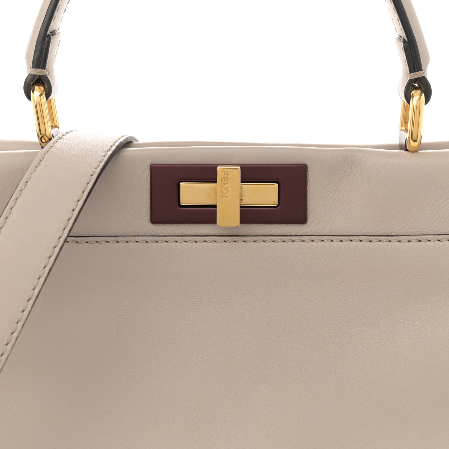 Fendi Vitello Seta Shiny Nappa Medium Peekaboo Iconic Satchel Grigio Polvere Bois de Rose 9 of 18